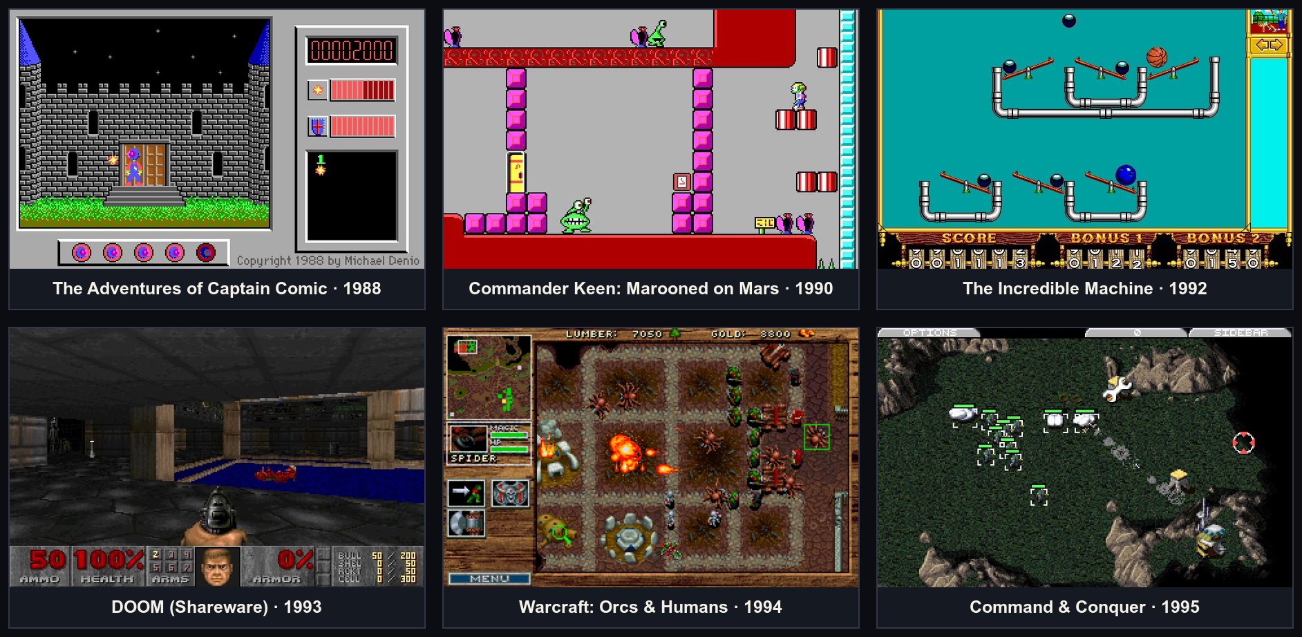 Classic PC games, 1988 to 1995