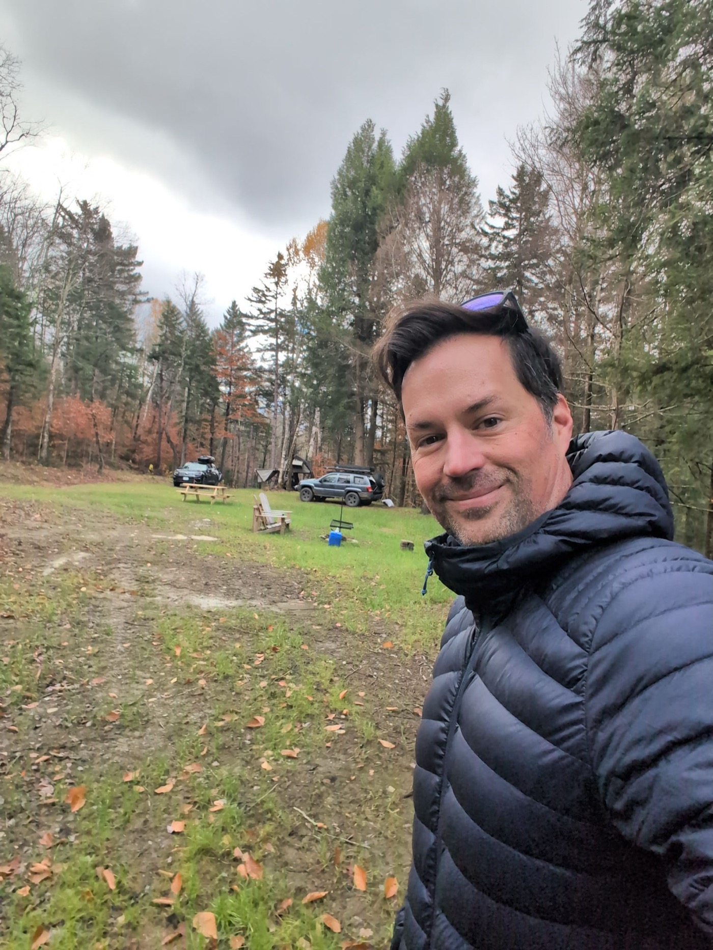 Camp selfie in the autumn woods